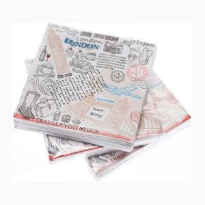 China 2 Ply 3 Ply Serviette Napkin Tissue , Disposable Custom Printed Cocktail Napkins on sale