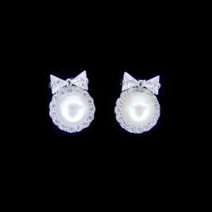 China Rosette Shape Silver Pearl Earrings Sterling Silver Lovely Jewelry For Kids on sale
