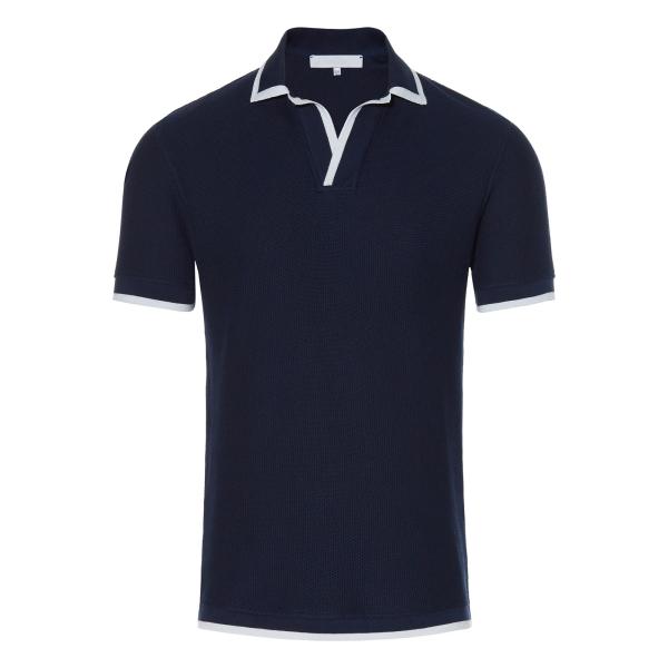 Dark Blue Mens Trendy T Shirts V Neck Collar Fabric Weight 180 Grams Customized