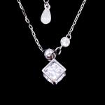 3D Heart Shape Cross Necklace Chain And Hanging Zircon Shining Stone Sterling