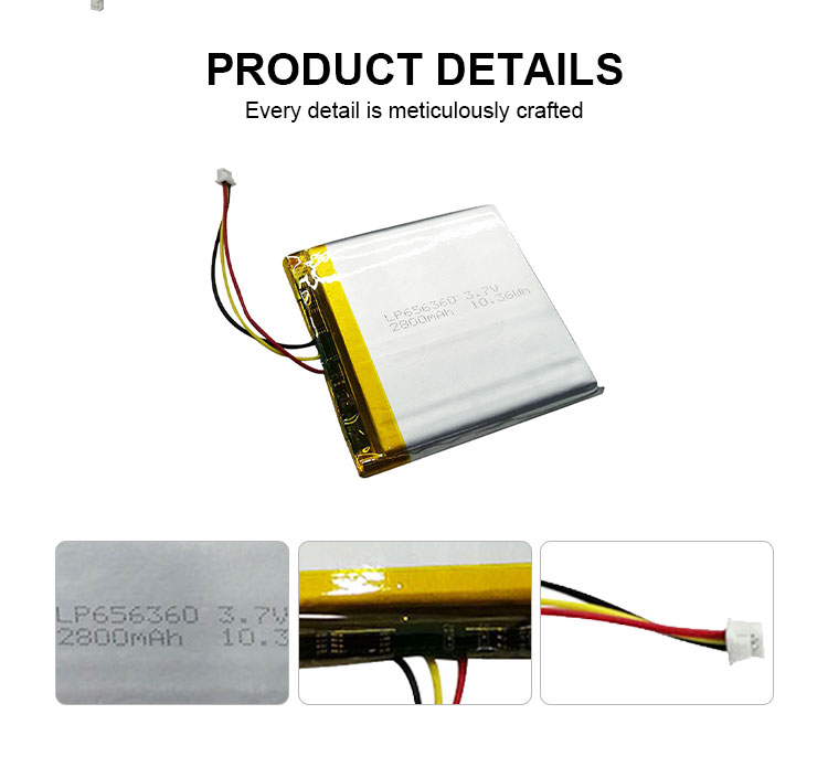 Custom 3.7v 3000mAh LiPo Battery li polymer rechargeable battery LP656360