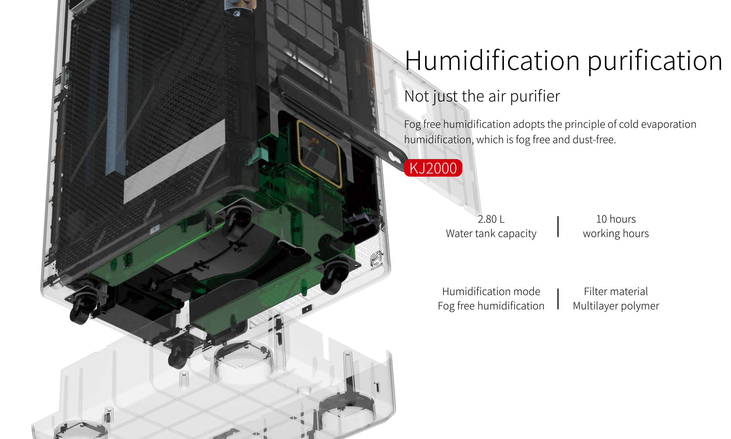 HOMEFISH 2.8L Commercial Portable Air Purifier Medical Grade Humidifier
