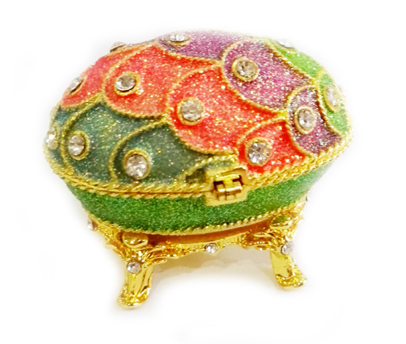 Crystal Easter Faberge Egg Jewelry Box Earrings Russian Trinkets Case Easter Gifts Collectible Figurines Creative Gifts