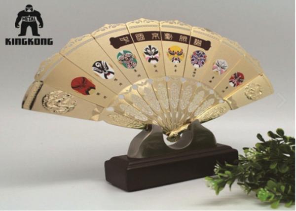 Quality Ladies Hand Dancing  Metal Folding Fan Gold  Color Wedding Ornamental for sale