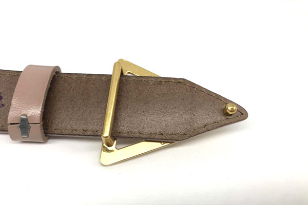 Simple Gold Slide Triangle Buckle 2.8cm Real Leather Belt