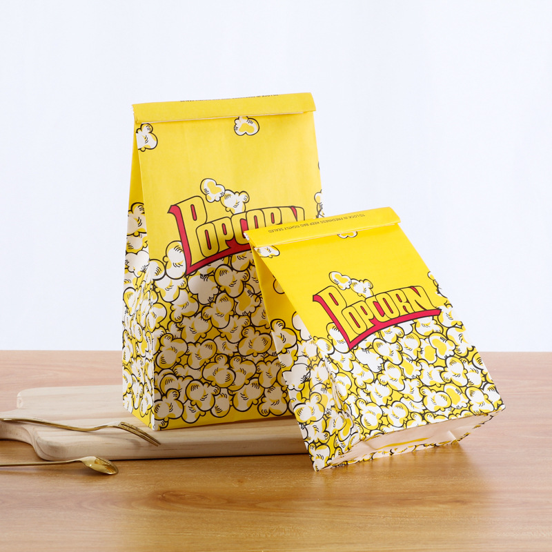 Custom Logo Print Bio-degradable Popcorn Paper Bag made of Kraft Paper for Packaging
