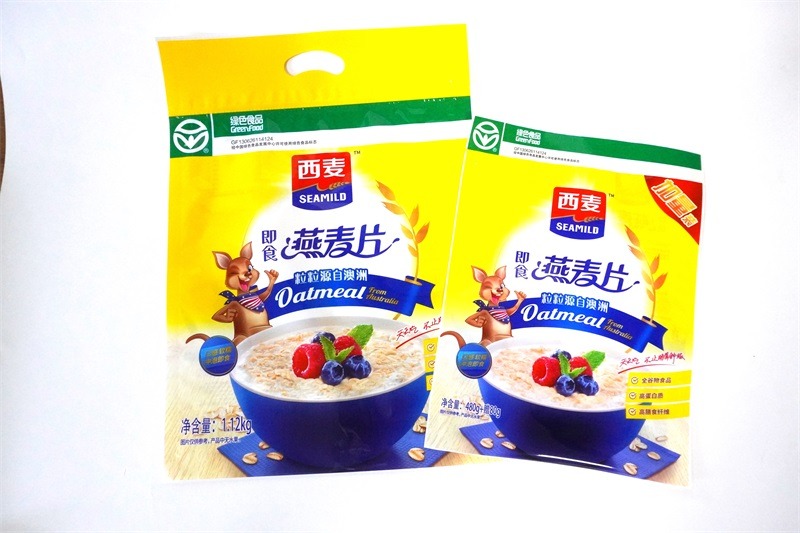 Large Safety Laminator Food Packaging 1.2 Kg 2.64lb Oat Meal With Hand Hole