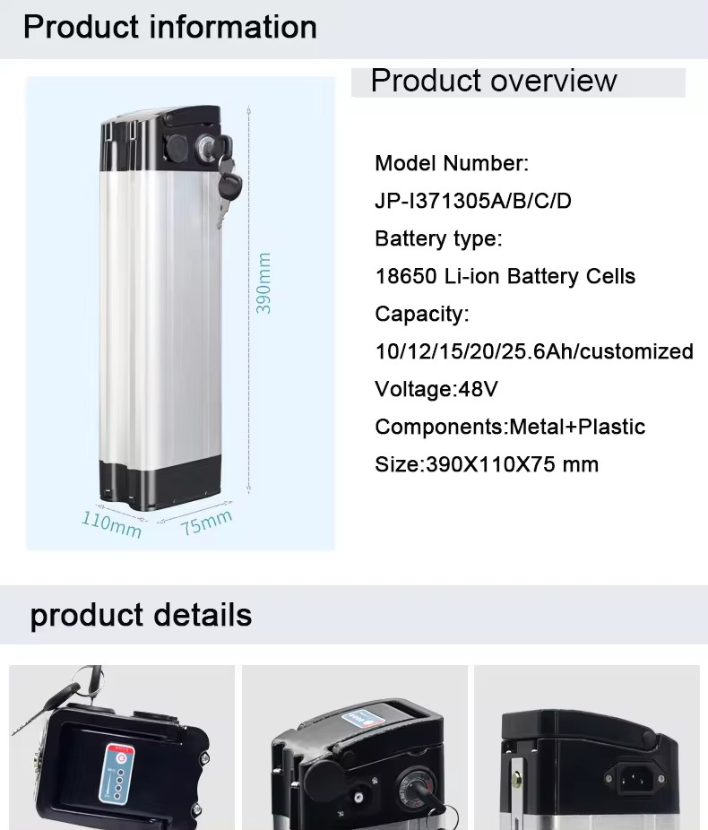 Rechargeable E Bike Electric Scooter Lithium Battery 48V 10Ah 12Ah 15Ah 20Ah 25.6Ah