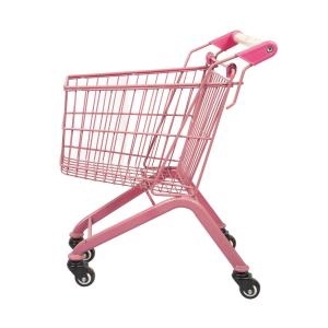 China Pink 20L Supermarket Mini Kids Shopping Carts Toy Metal Childrens Shopping Trolley wholesale