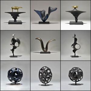 China Space Abstract Resin Sculpture , Modern Cabinet Metal Artwork Sculptures Decoration wholesale