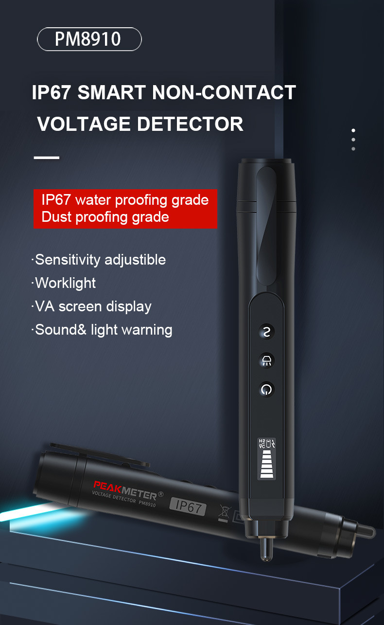 IP67 AC Voltage Detection Pen 50Hz/60Hz High Sensitivity Mode LCD Display Screen 12V~1000V Detection Range