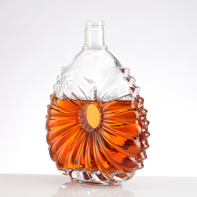 1L Glass Whiskey Bottle with Cork Custom Make and Super Flint Glass