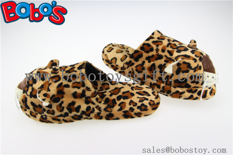 Men Shoes Plush Stuffed Leopard Microwave Flaxseed and Lavender Slipper