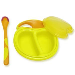 China BPA FREE Yellow Easy Grip Baby Feeding Bowls And Spoons wholesale