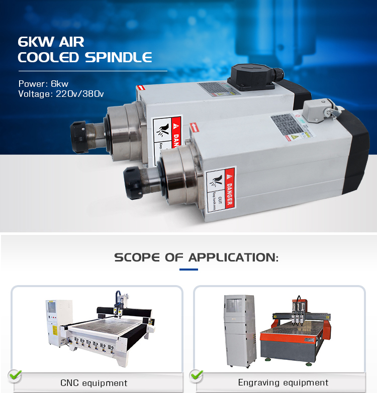 18000rpm Frequency 300HZ Air Cooled Spindle Motor for CNC Router Demand