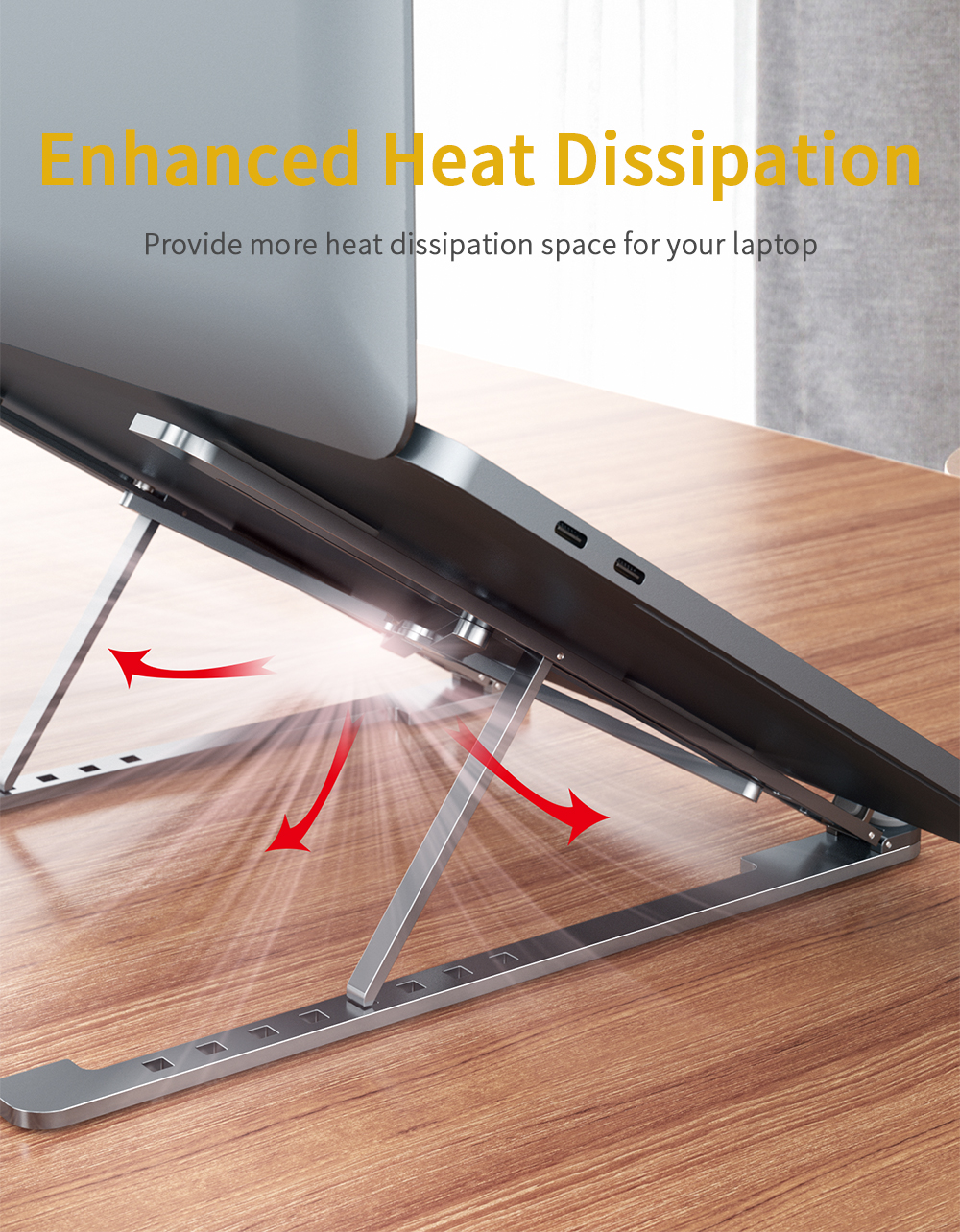 Adjustable Aluminum Laptop Stand Foldable Waterproof At Office Home Trip