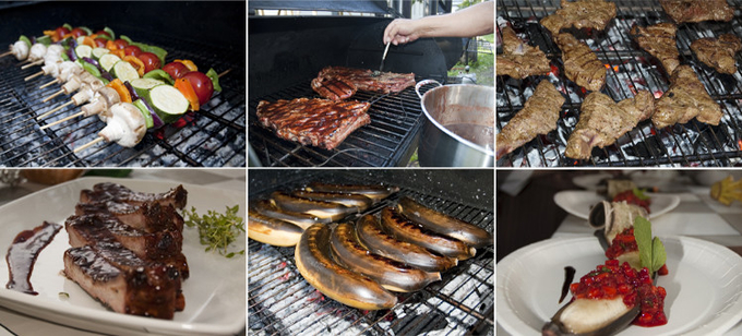 Amazing Outdoor BBQ Table Charcoal Smoker Barbeque Fire Grill Corten Steel BBQ Table with Circle Plancha Grill Plate