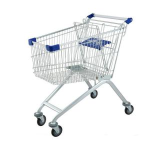China Four Wheels Metal Trolley Supermarket Shopping Cart With Baby Seat wholesale