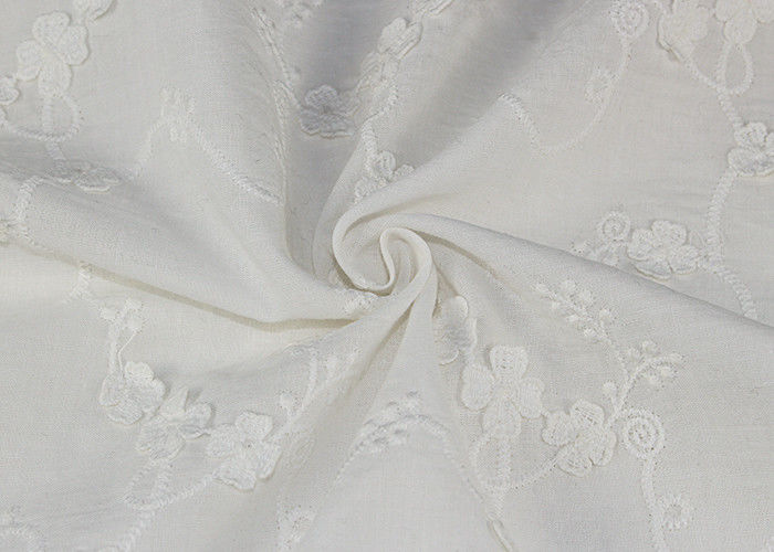 Fashion 3D Flower Lace Fabric , Embroidered Cotton Lace Fabric By The Yard