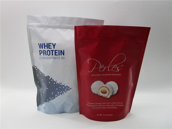 Quality Custom Printed Laminated Pouches / Matte White Stand Up Pouches For Food Packaging for sale