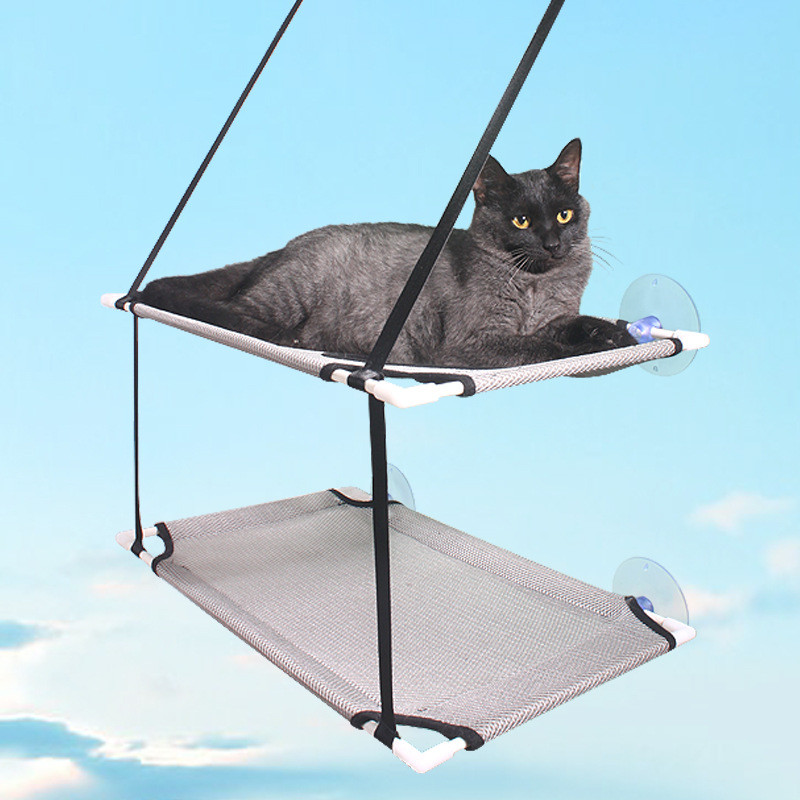 Washable Cat Hammock Suction Cup Hanging Window Removable Double-Deck