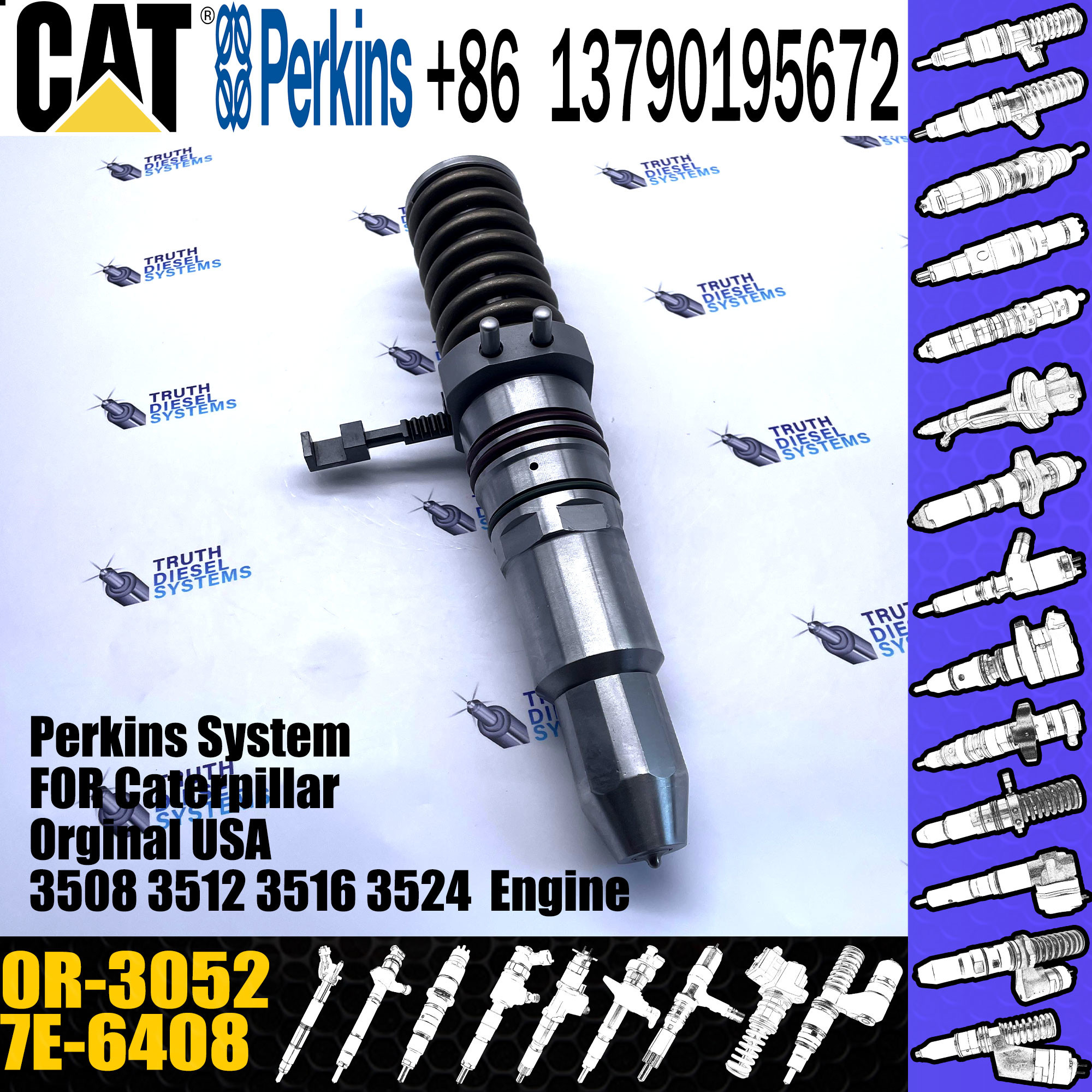 7E-6408 for cat 3512 3516 3508 engine excavator fuel injector 7E-6408 diesel fuel injector 0R-3052