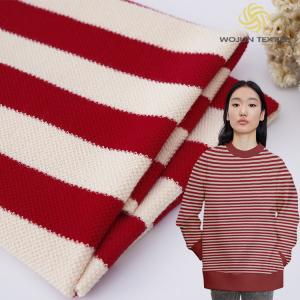 China Pique Yarn Dyed Knit Fabric 320g Red And White Soft Striped Terry Cloth on sale
