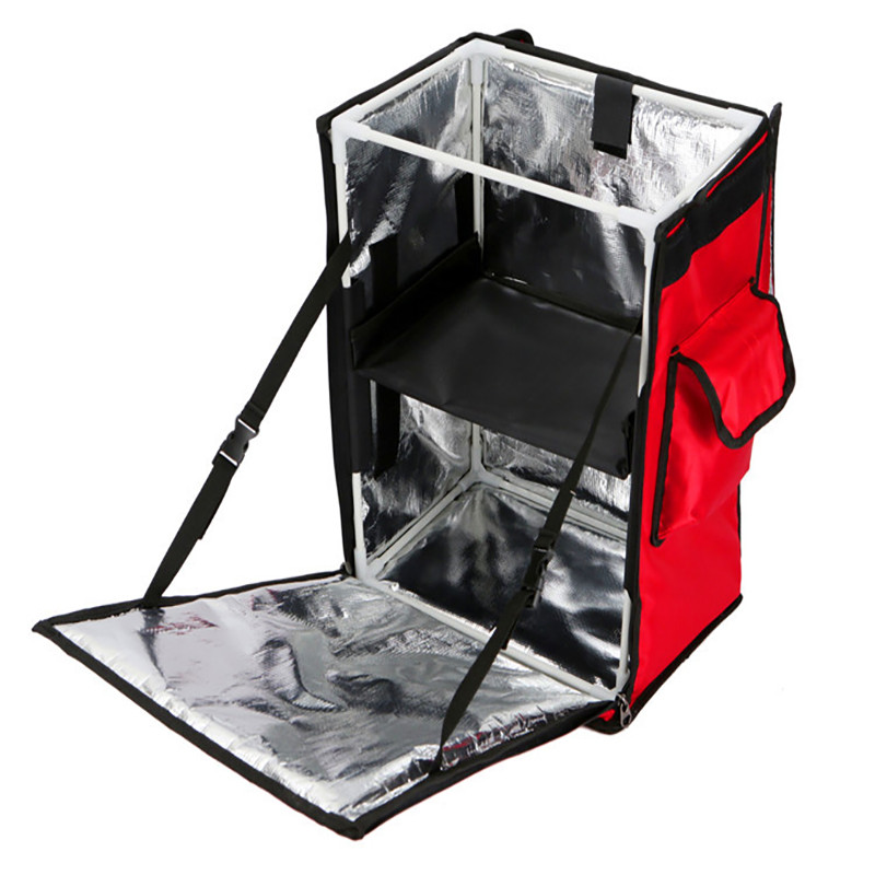 Red Blue Lightweight Insulated Food Delivery Bags Double Deck