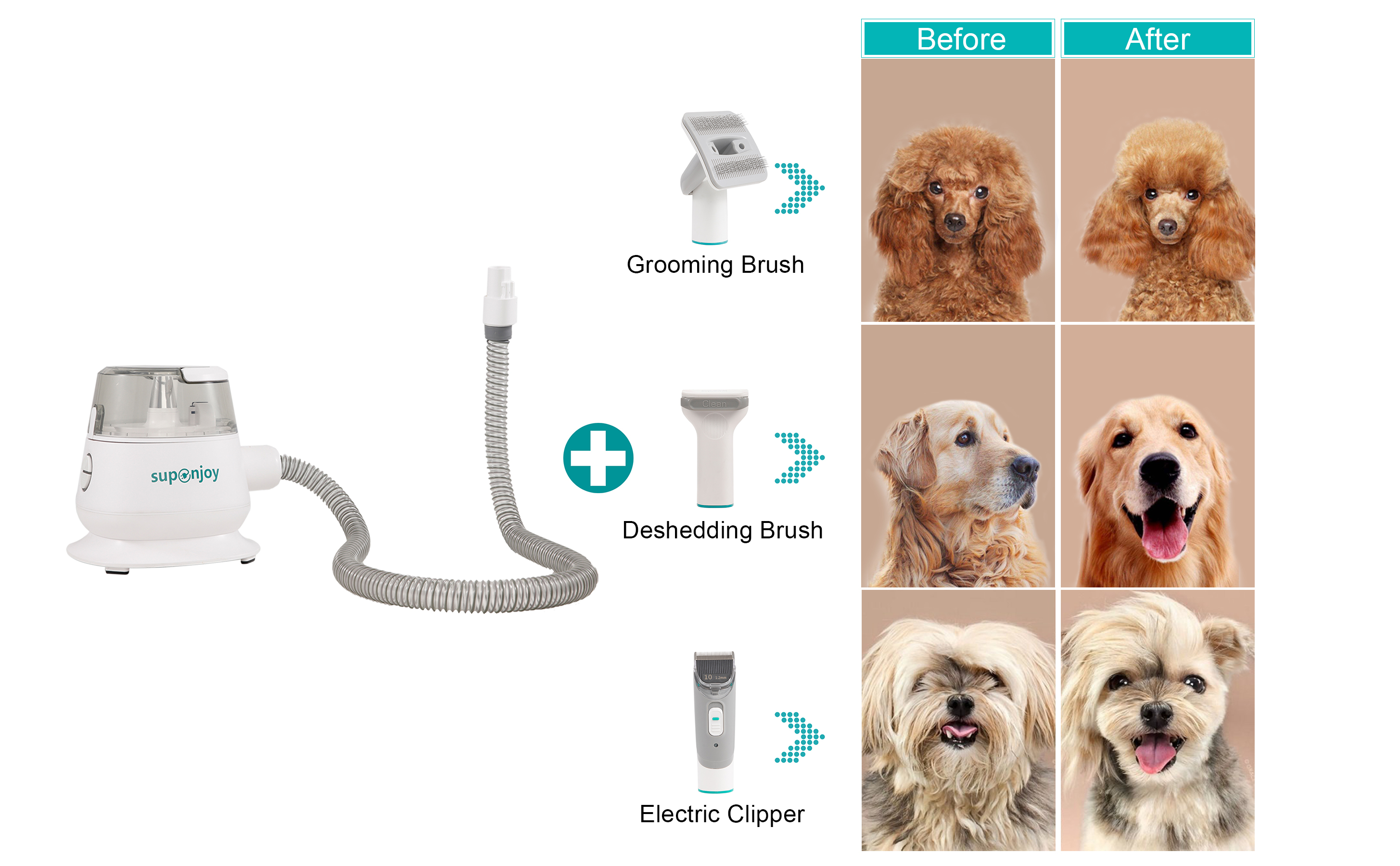 5 in 1 Handheld Pro Pet Groomer Hair Vacuum Cleaner Pet Grooming Kit Tools for Dogs and Cats
