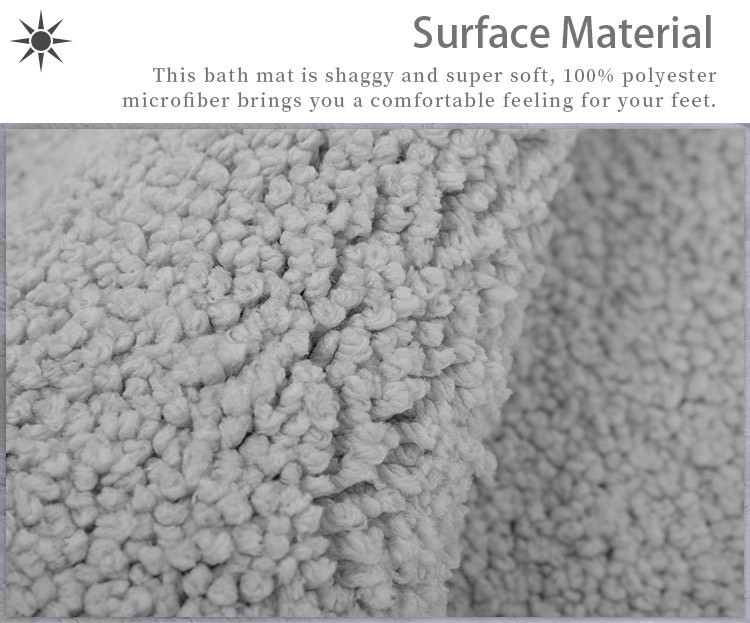 Slip Resistant Faux Wool Microfiber Shower Mat Rectangle Shape