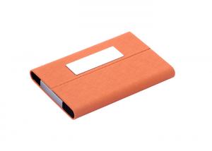 China Debossing Name Card Holder Magnetic Closure Zinc Alloy Pu Leather Card Holder on sale