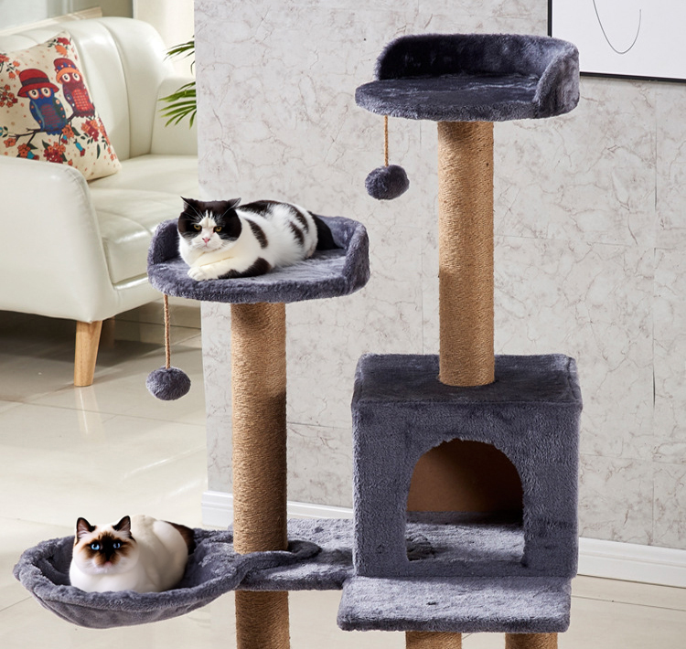 Wood Cat House Scratcher Black Cat Scratching Pole Tower Customized