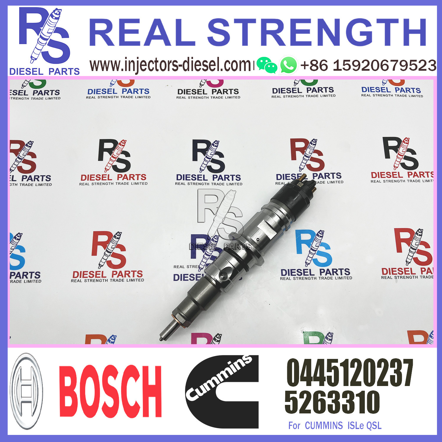 Vehicle Parts ISLe QSL Common Rail Diesel Fuel Injector 5263310 0445120237