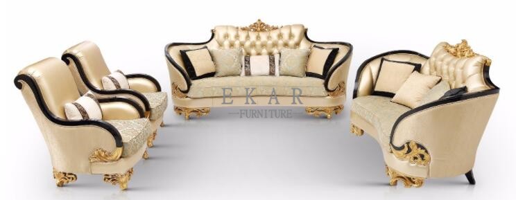 Luxury New Model 1 2 3 European Design Royal Leather Sofa Set