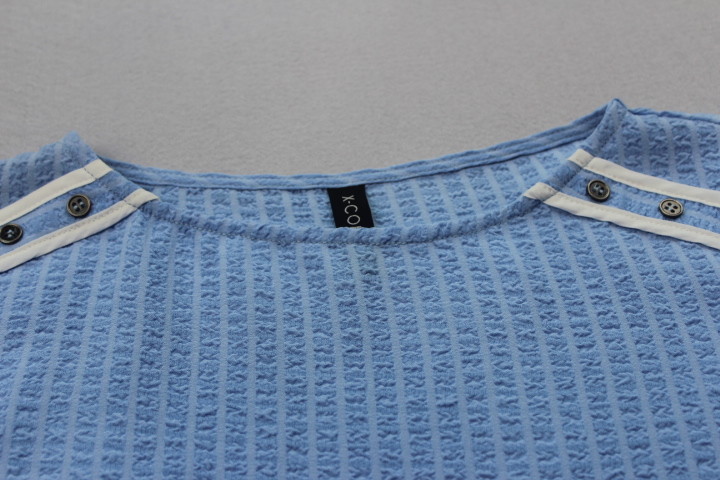 Breathable Blue Color Blouse / Womens Fashion Blouses Soft Lightweight