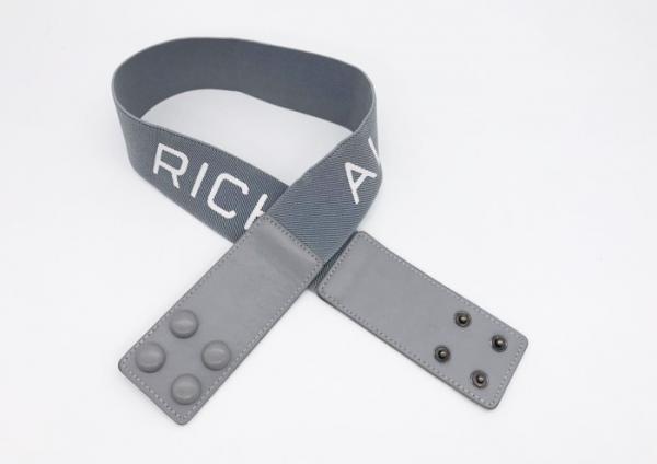 5cm Width Women'S Elastic Stretch Belts With White Letter / Four Snap Button
