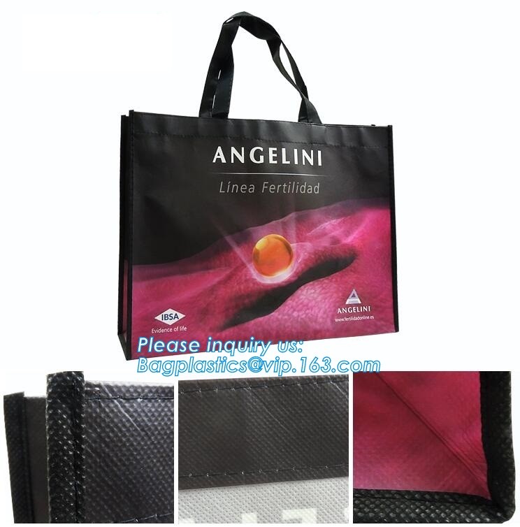 Promotional custom printing shopping tote bag PP laminated foldable handle non woven bag, promotional shopping nylon non