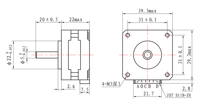 100mN.M 3D Printer Stepper Motor 12.6V NEMA16 Four Phase Stepper Motor