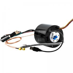 China Hybrid Slip Ring Transferring HF, USB and Ethernet Signal with Solid Shaft on sale