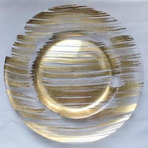 China Disposable Glass Clear Charger Plates With Gold Rim Bulk Wedding wholesale