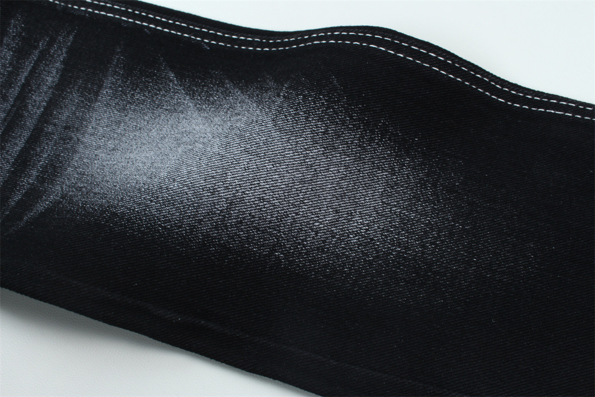 13.5 Oz Low Stretch Heavy Denim Fabric For Man Work Wear Jeans Black Backside