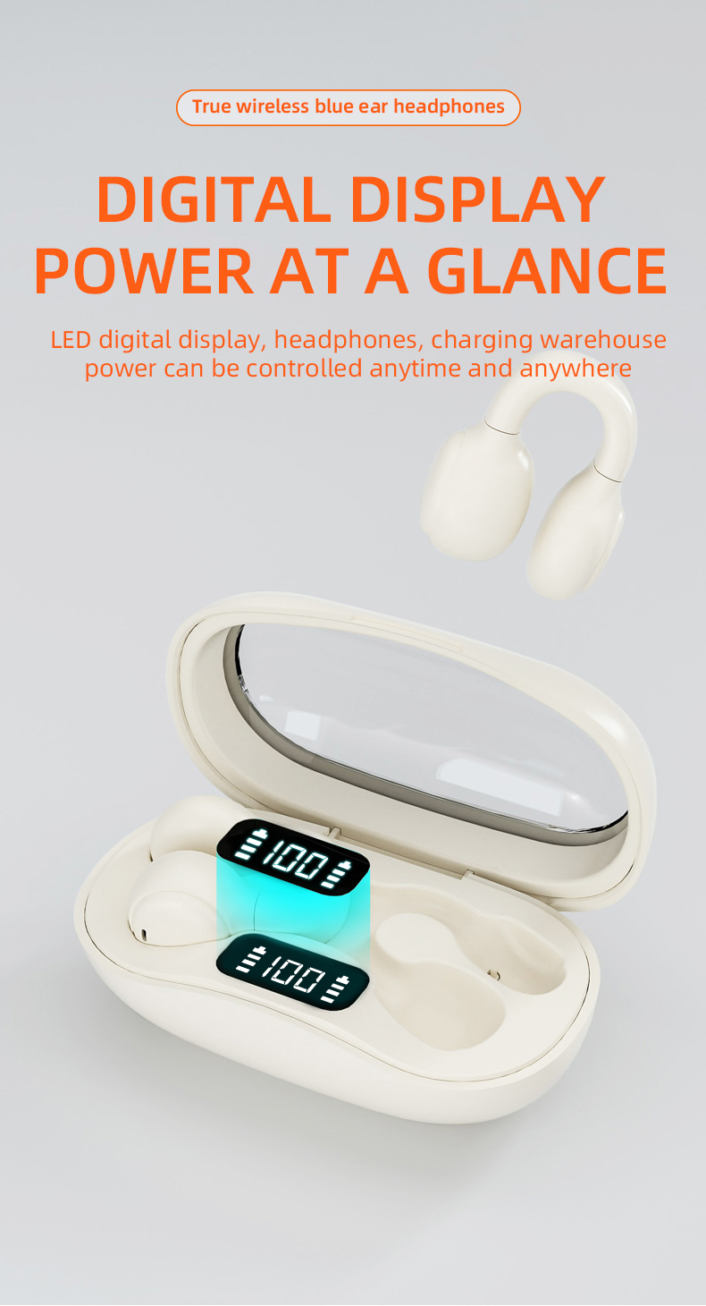 Sport Meeting Running Headset Bone Conduction Wireless Earphones with LED Display