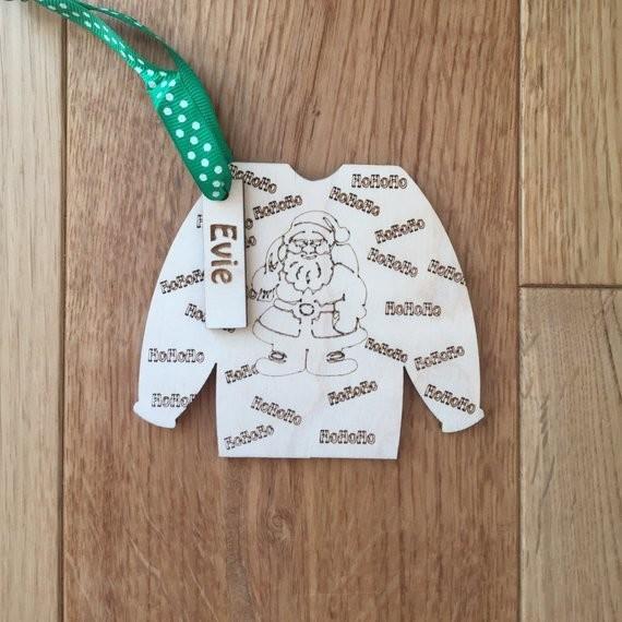 Personalised wooden name Christmas Decoration, Christmas Jumper, Tree Decoration, Christmas Gift, Christmas Star, reinde