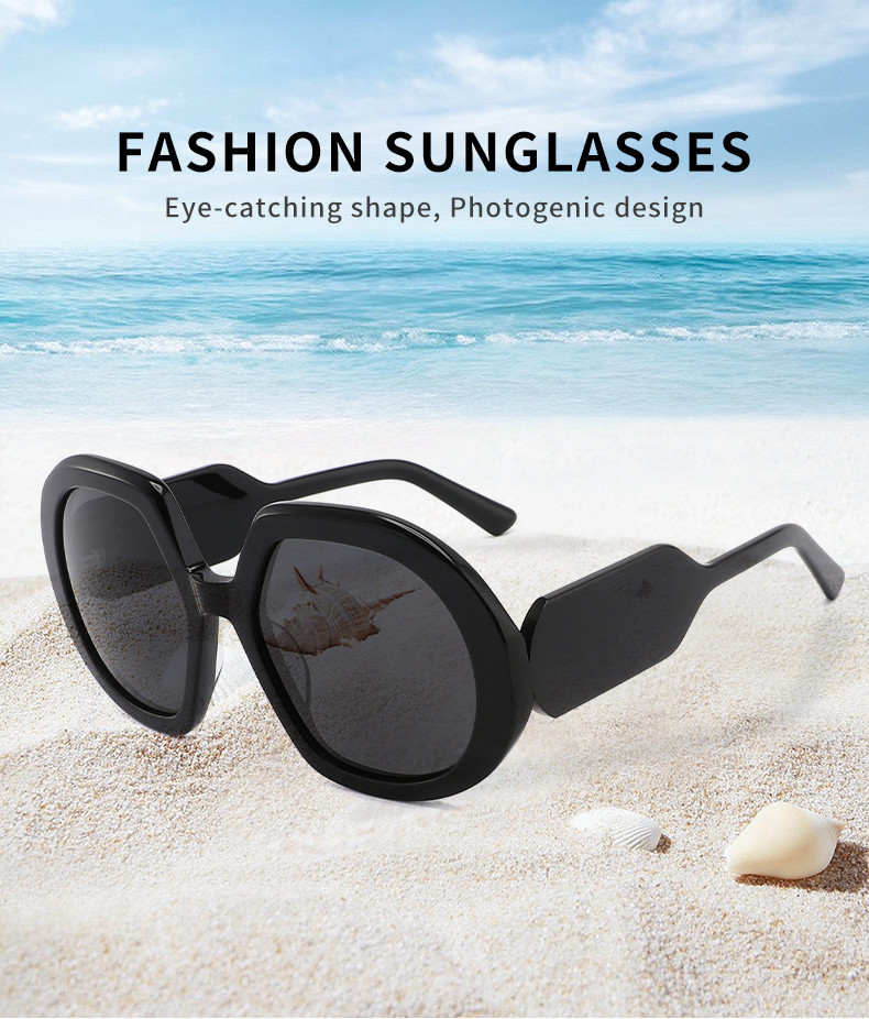Polarized Distinctive Women Men Acetate Frame Sunglasses Metal Frame TAC Lens