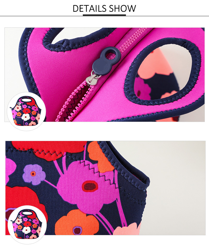 Flower Printing Waterproof Neoprene Bento Cooler Bag