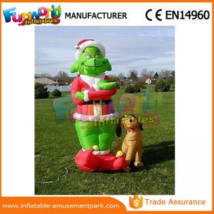 China Mini Oxford cloth Green Airblown Inflatable Grinch Inflatable Christmas Grinch With Dog wholesale