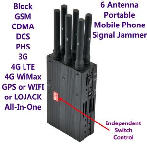 China 6 Antenna High Power Portable Cell Phone Signal Jammer GSM 3G 4G LTE WIMAX GPS WIFI LOJACK wholesale