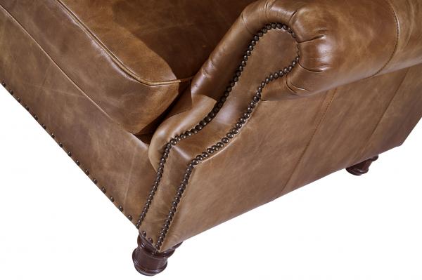 Rolled Arms 2 Seater Leather Sofa Vintage Tan Brown Color High Density Foam / Sponge
