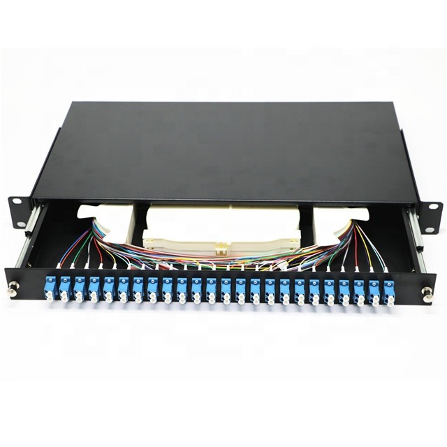 19 Inch Structure Wall Mounted 24 Port LC Duplex Adapters Fiber Optic Terminal Box