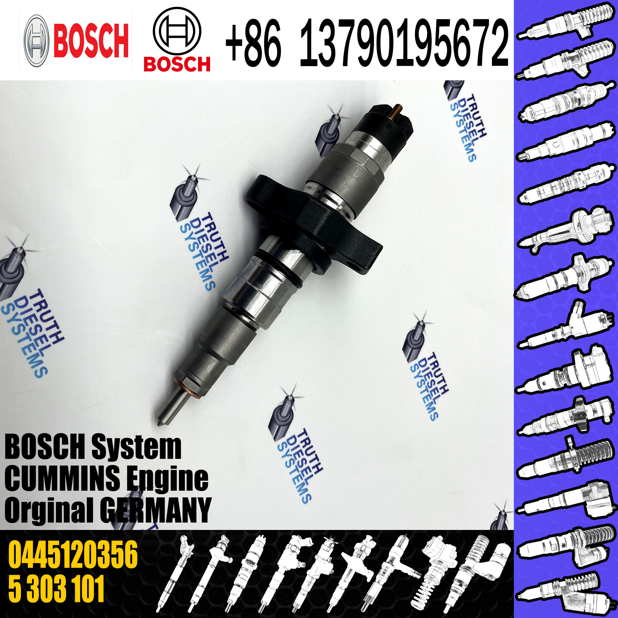Excavator parts common rail fuel injector 5303101 0445120356 for cummins engine QSC8.3 QSB6.7 injector